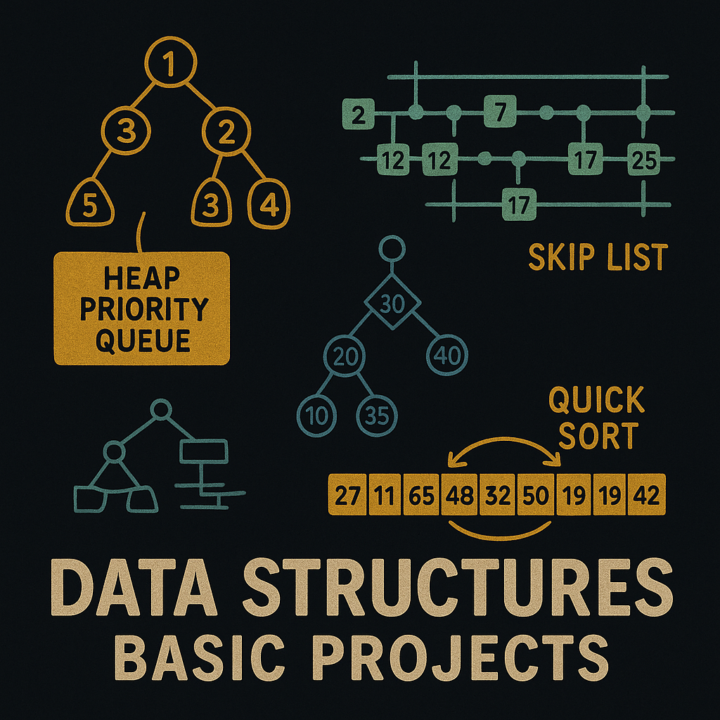 DataStructures, DS, DSA, AVLTree, Heap, Queue, SkipList, QuickSort